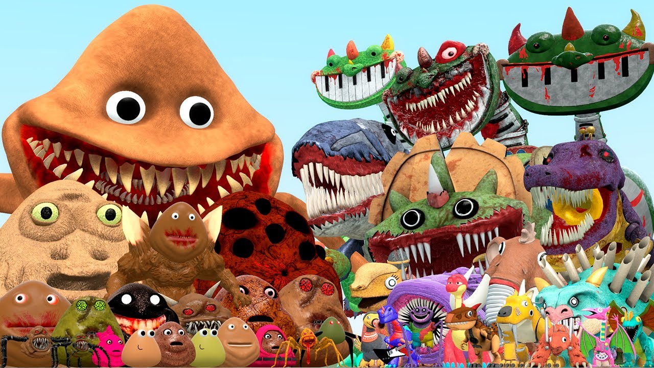 ALL POU BOU'S REVENGE VS PIANOSAURUS DINO TOY FAMILY (Garry's Mod)