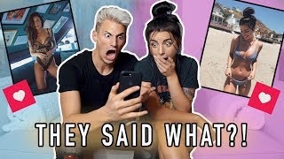 REACTING TO MY GIRLFRIENDS INSTAGRAM COMMENTS! **SHOCKED**