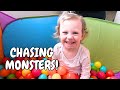 Playtime with Eden!! Run from MONSTERS! Ball Pit fun!