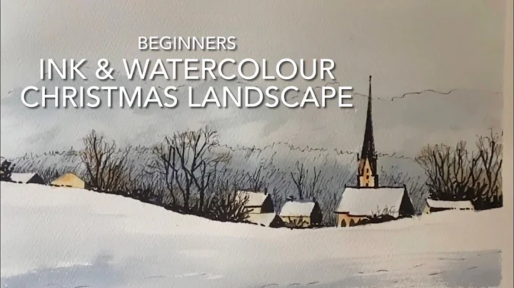 Beautiful Beginners Ink & Watercolour Christmas Landscape PAINTING Winter Loose Watercolor Technique