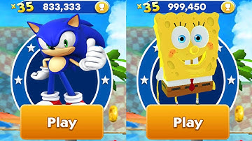 Sonic Dash vs Tag with Ryan SpongeBob - All Characters Unlocked Android Gameplay