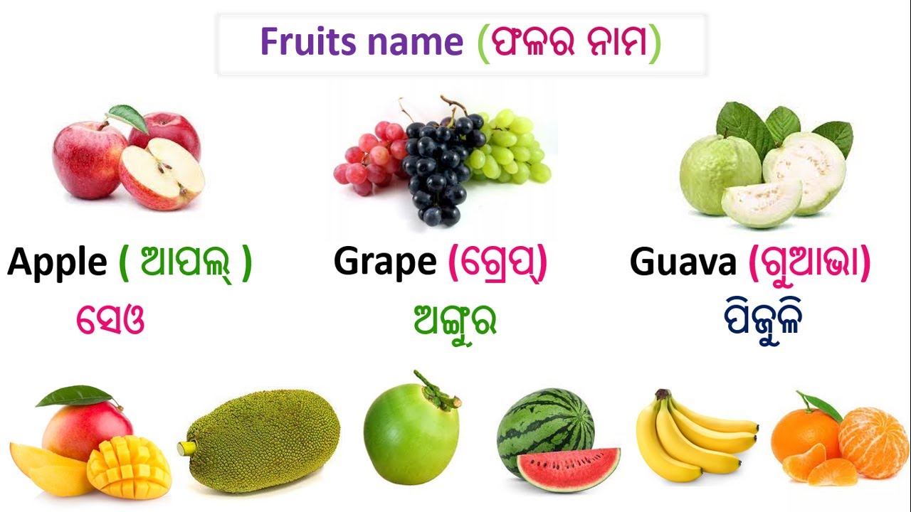 Fruits name English to Odia with spelling and meaning for kids ...
