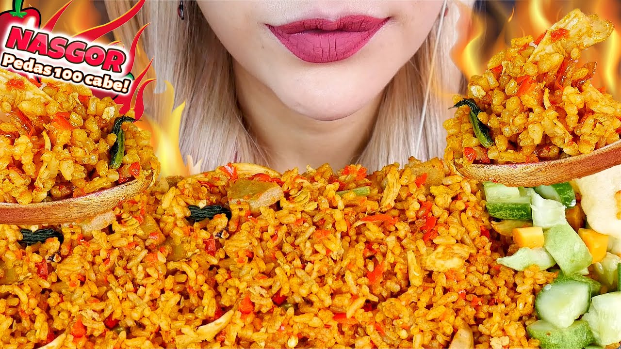 ASMR MUKBANG 🌶🔥NASI GORENG PEDAS 100 CABE❗️ SPICY 100 CHILI PEPPERS FRIED RICE🥵