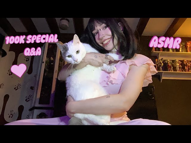 100K Special Q&A ASMR | Cat Meowing, Hand Sounds, Whispering 