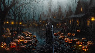 Haunted Village Halloween Ambience With Relaxing Heavy Rain And Thunderstorm Sounds For Sleeping