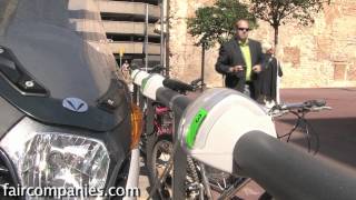 On demand EV motorcycle charging stations with iphone app