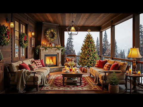 Warm Fireside At Peaceful Winter Balcony Smooth Piano Jazz Music Crackling Fire For Study Work