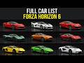 Full Car list in Forza Horizon 6