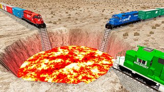 Trains vs Giant Crater -  BeamNG.Drive