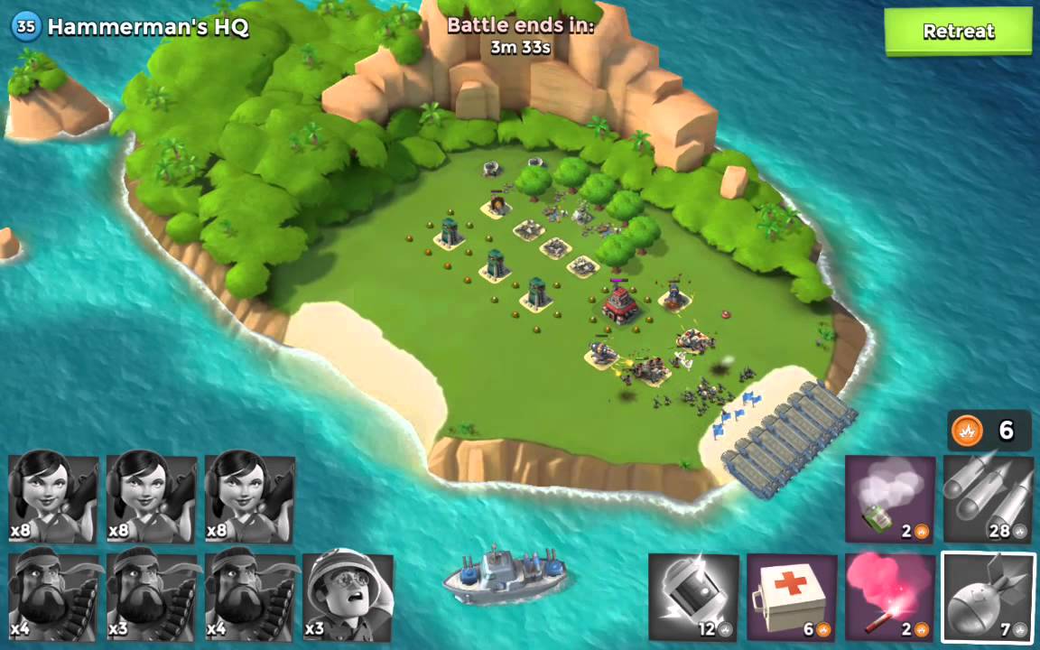 Boom Beach Hammerman's HQ Lv 35 Zookas Heavys Medics YouTube