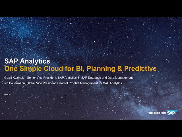 SAP Analytics: One Simple Cloud Service for BI, Planning, and Predictive