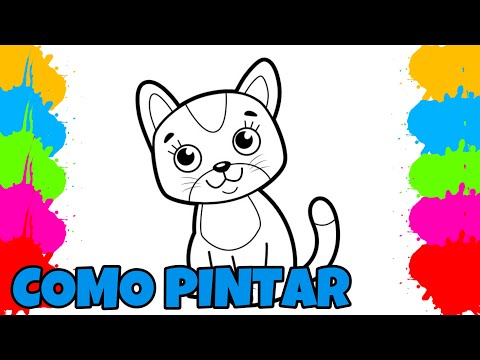 Jogos de Pintar Gatinho Fofinho Desenho animado para colorir | Colorir Desenhos para crianças
