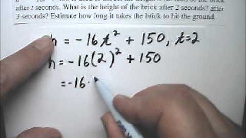 Equation Story Problem 9 Falling Object - Tutor Algebra