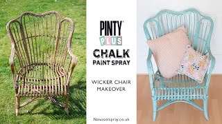 DIY Chalk spray paint makeover of a £5 wicker chair using Pinty Plus spray chalk paint