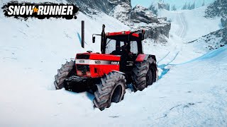 SnowRunner - CASE IH Tractor Climbs A Snowy Road Uphill screenshot 5