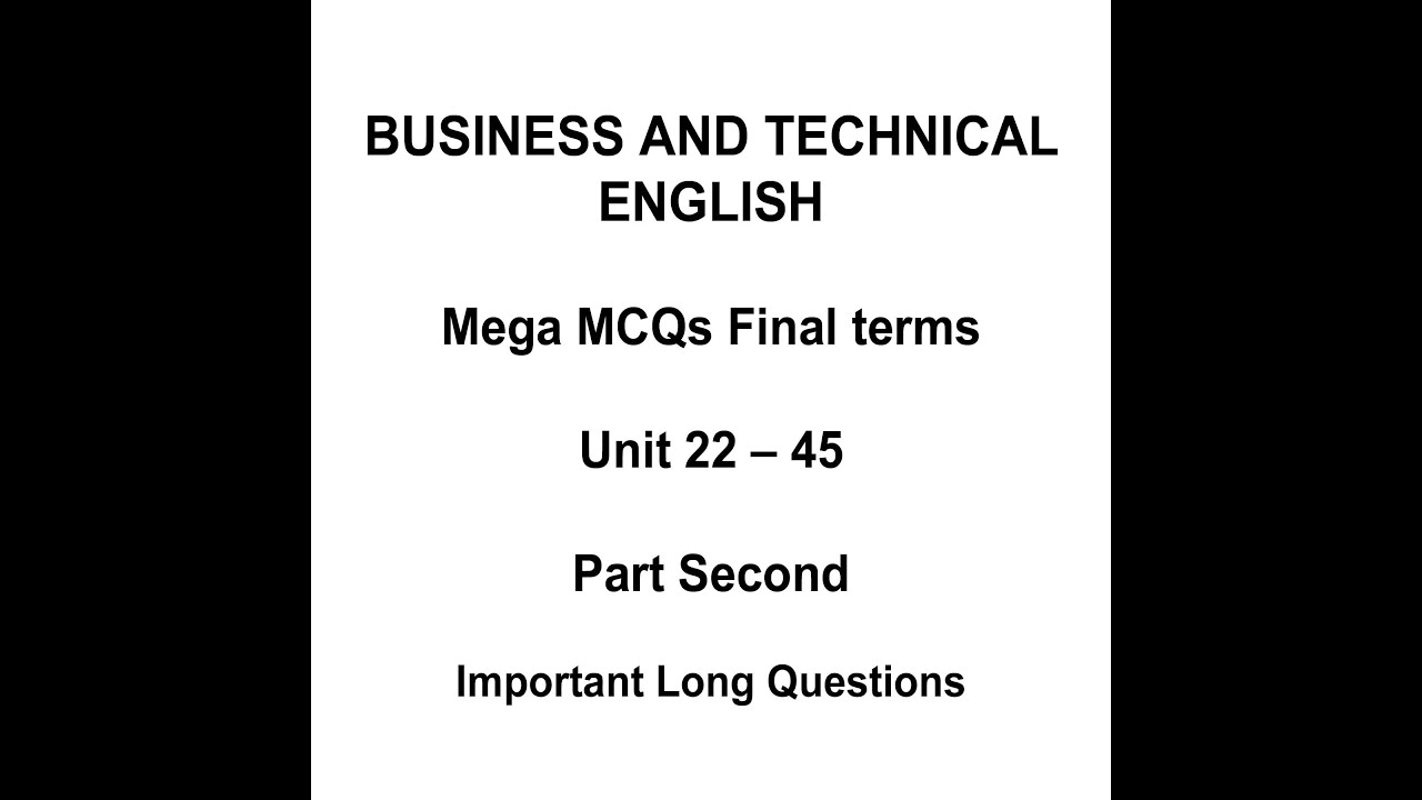 Business And Technical English ENG 201 Mega Quizzes