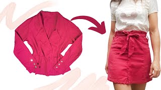 TRANSFORME SUAS ROUPAS   TRANSFORMEI UM BLAZER EM UMA LINDA SAIA CLOCHARD