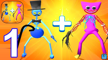 Merge Blue Monster: Battle Run - Gameplay Walkthrough Part 1 Levels 1-12 (Android, iOS)