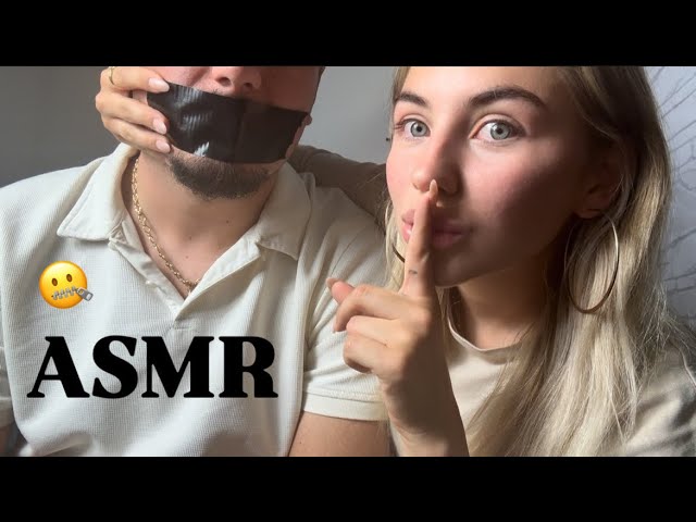 MOUTH COVERING ASMR with Partner 🤐Whispering “Be Quiet” & Taping Mouths for Sleep Triggers [German]