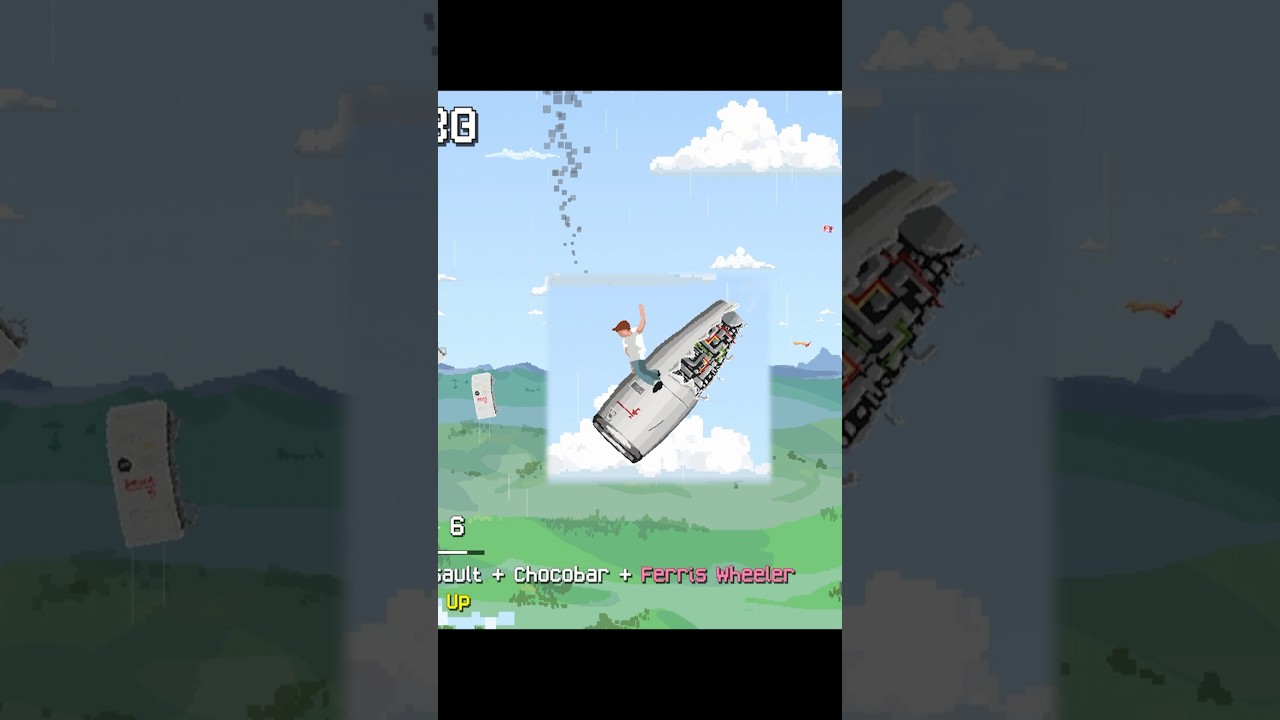 Freefall from an exploding plane in Tony Hawk's inspired Freefall 95! 