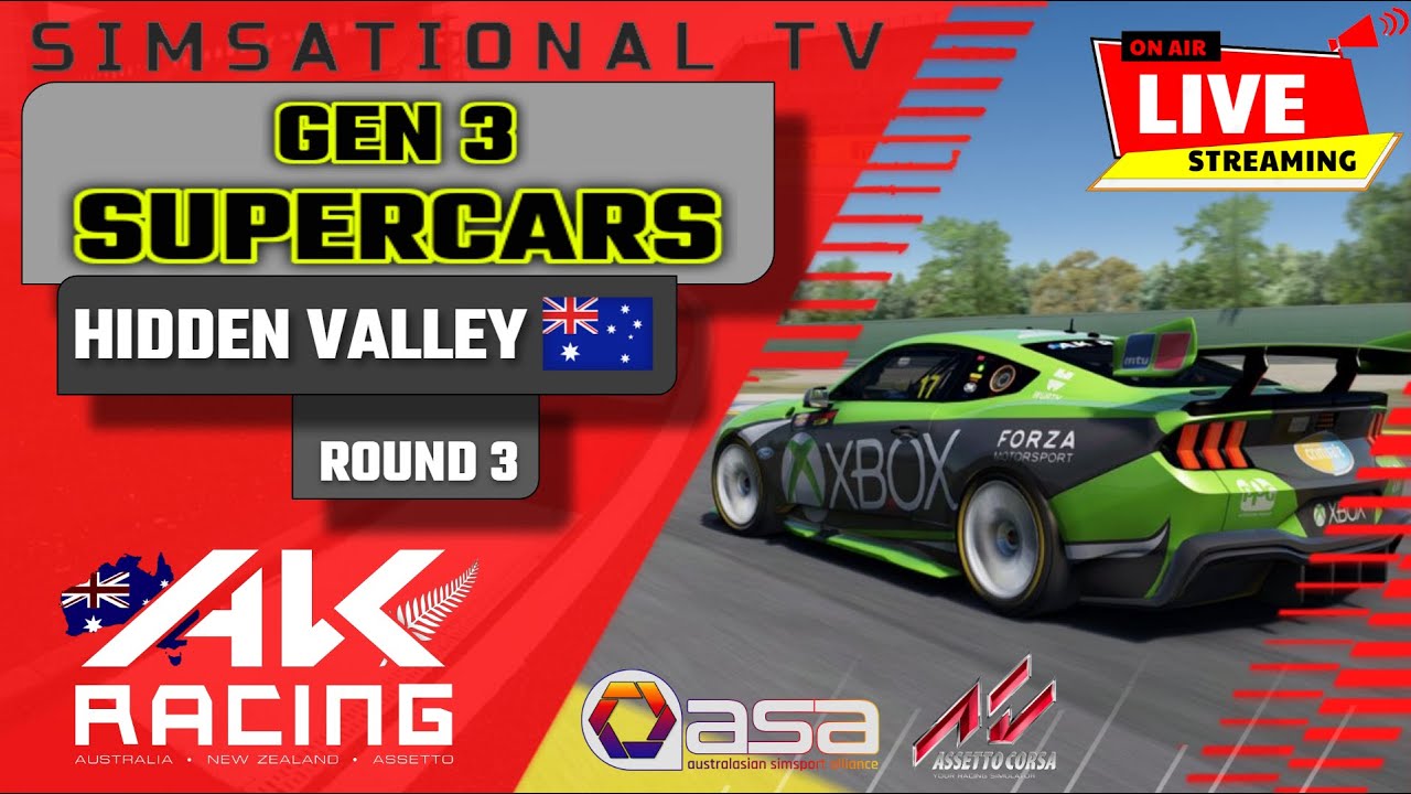 AK RACING - GEN 3 SUPERCARS - ROUND 3 - HIDDEN VALLEY - YouTube
