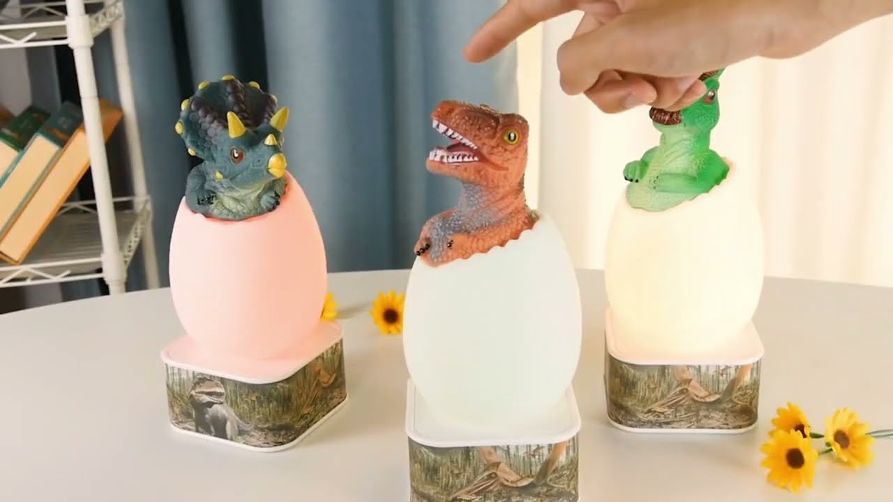 Children Electronic USB Rechargeable Touch 3D Dinosaur Lamp Toys Colorful LED Dinosaur Light Toys
