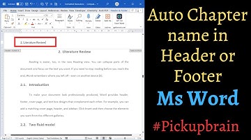 How to auto Insert Chapter Name in Header or Footer in Microsoft Word
