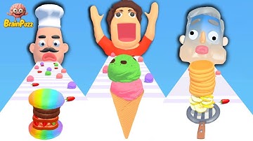 Sandwich Runner VS Pancake Run VS Ice Cream Runner  🥪 🥞 🍦 Level Up Gameplay (iOS, Android)