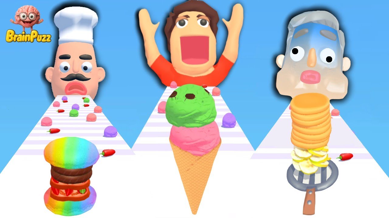 Sandwich Runner VS Pancake Run VS Ice Cream Runner  🥪 🥞 🍦 Level Up Gameplay (iOS, Android)