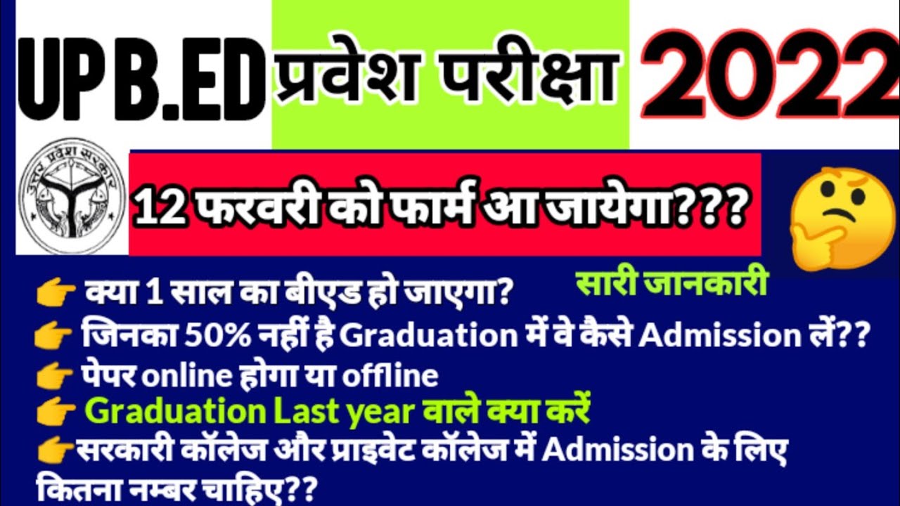 Bed Entrance Exam 2022 online form date Up Bed entrance exam 2022
