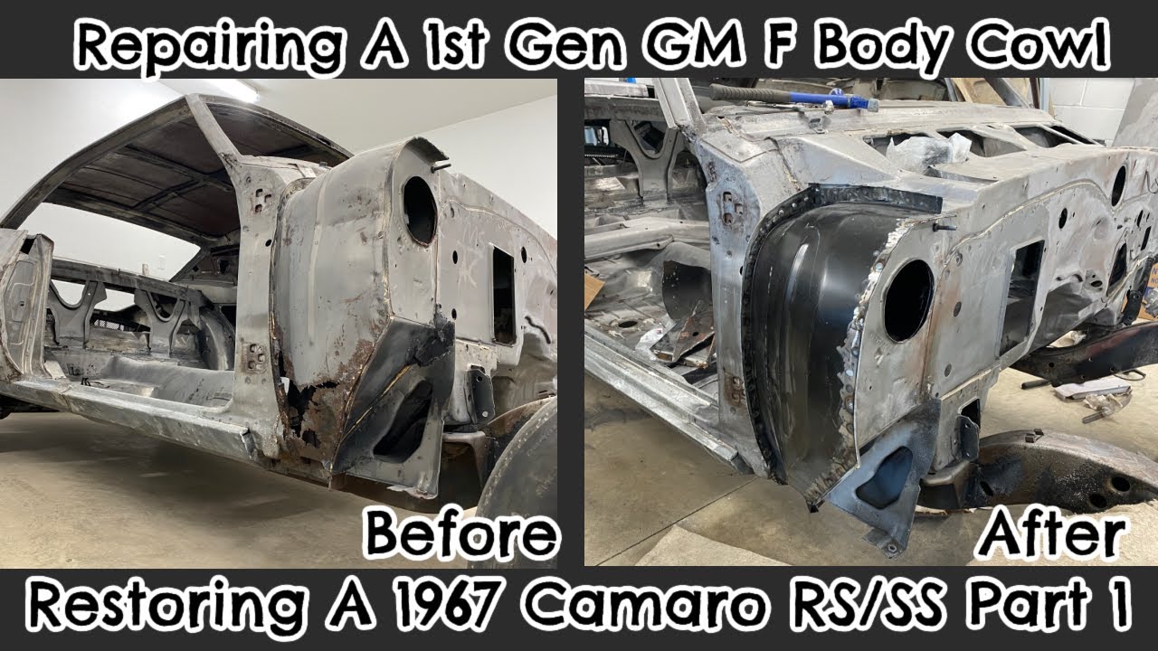 Fixing A Rusty 1967-1969 Camaro/Firebird Cowl Box.  Bringing A Black 67 RS/SS Camaro Back To Life.
