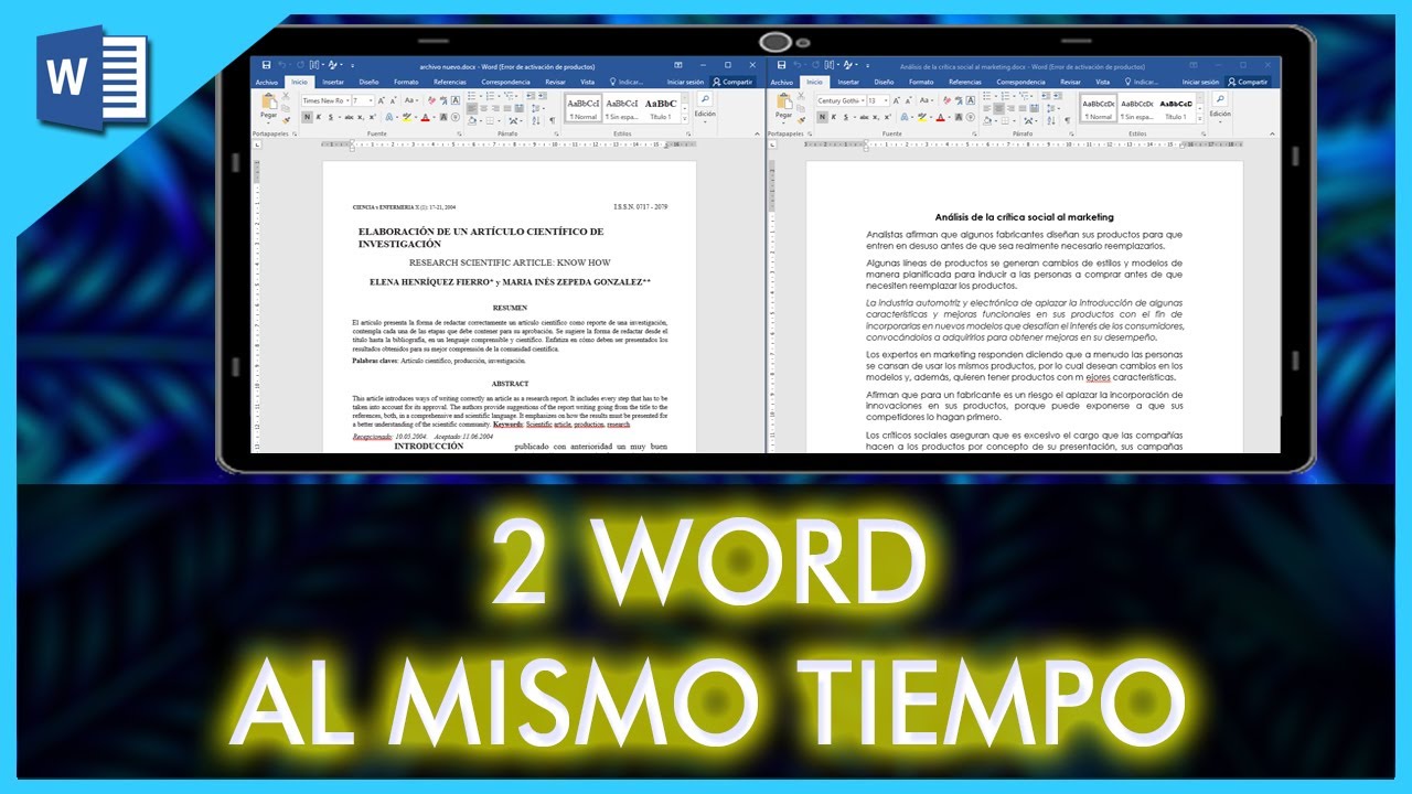 Cómo Ver Dos Archivos De Word Al Mismo Tiempo Youtube 