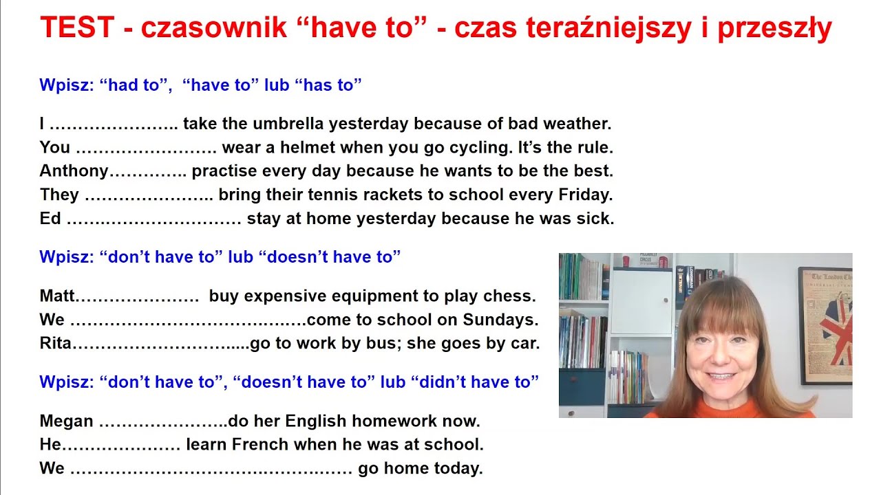 TEST - Czasownik "have to" (czas teraźniejszy i przeszły) - YouTube