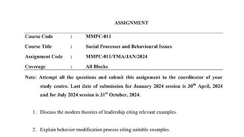 IGNOU MMPC-011 Solved Assignment Jan 2024 | July 2024 | MBA | Social Processes & Behavioral Issues