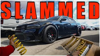 LOWERED my Hellcat Charger with "ANTI-WHEEL HOP" Kit | NO MORE SPIN or HOP!