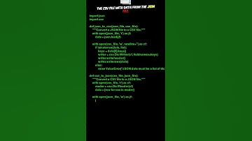 Mastering Data Conversion: JSON to CSV and Back with Python! 🚀 #Python #DataScience #JSON #CSV #tech