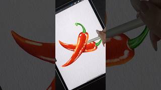 Draw chili peppers with watercolor brushes on Procreate #drawing #watercolor #art