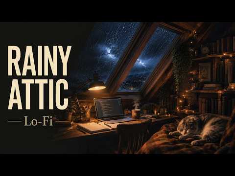 🌧️ Rainy Attic Lo-Fi 🌩️ Cozy Rain Sounds &amp; White Noise for Deep Focus, Study, Sleep &amp; Relaxation