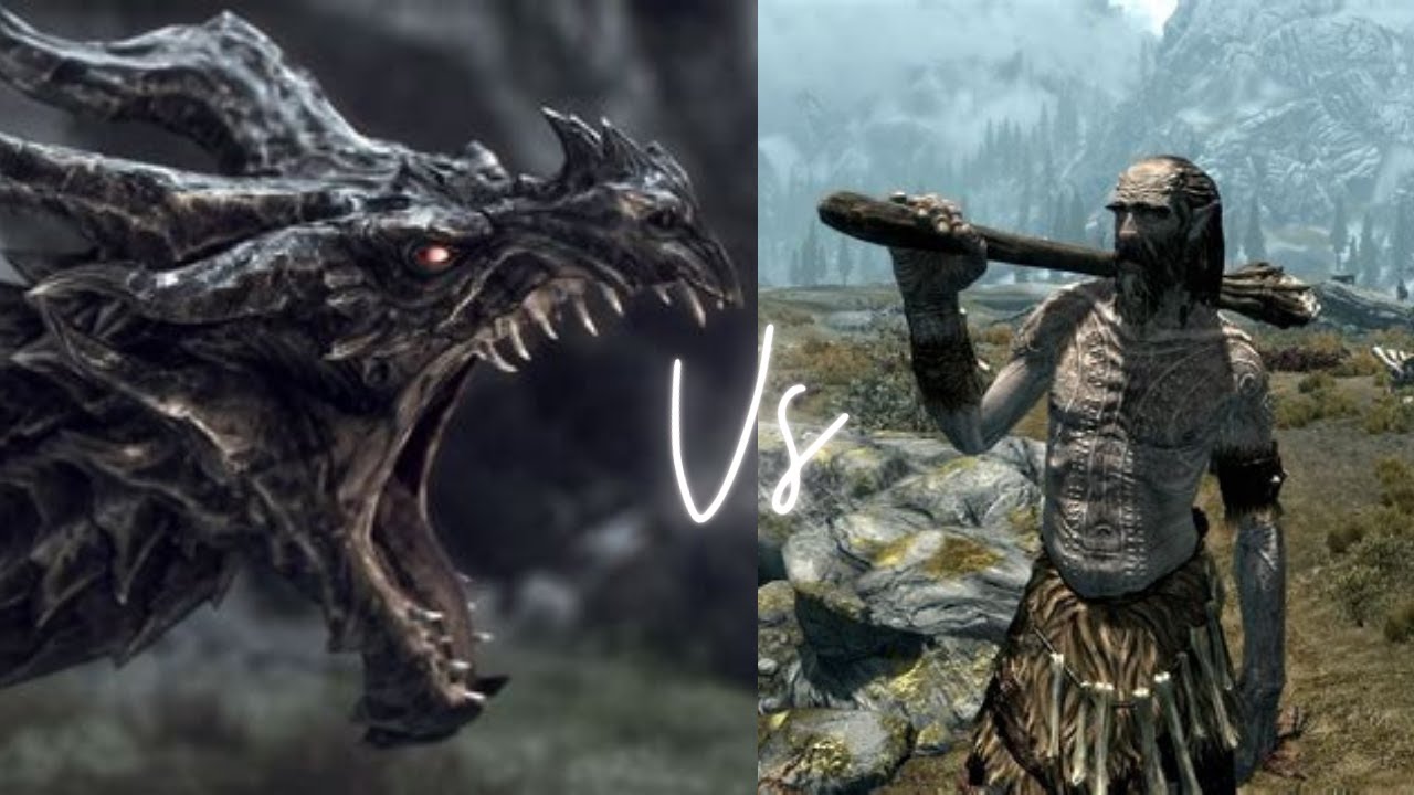 Dragon vs Giant Skyrim YouTube