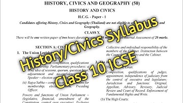 History/Civics Syllabus Class 10 ICSE 2023