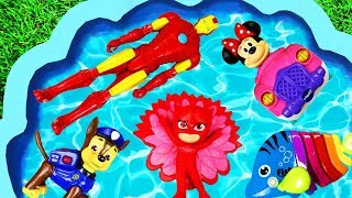 Pool of Toys, Learn Colors with Toys, Super Heroes and Disney Princess