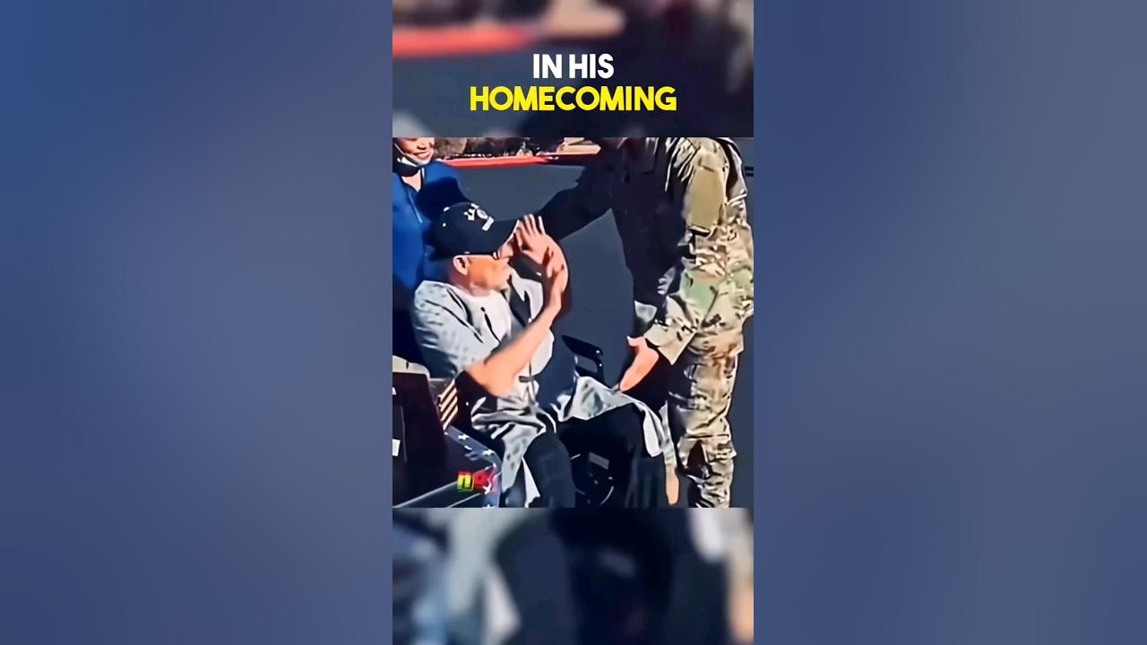 Veteran In Wheelchair Stands to Honor Military Grandson at Homecoming πβ€οΈπ₯Ή Veteran In Wheelchair Stands to Honor Military Grandson at Homecoming πβ€οΈπ₯Ή
