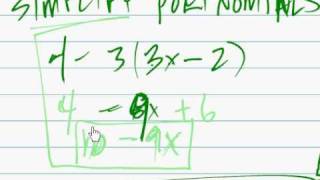 algebra simplifying polynomials algebra polynomials 4-3(3x-2)