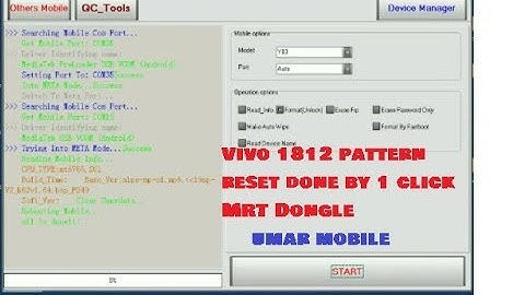 VIVO Y81i vivo 1812 New Security  Pattern Reset Done by 1 Click MRT Dongle