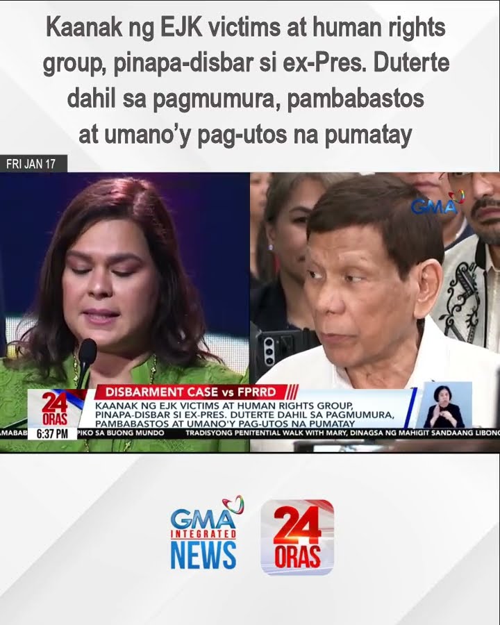Kaanak ng EJK victims at human rights group, pinapa-disbar si ex-Pres. Duterte dahil... | 24 Oras