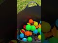 A lot of balls in water slide  satisfying shorts