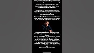 Ricky Hatton cause of death confirmed at inquest #rickyhatton #boxing #mentalhealth #news