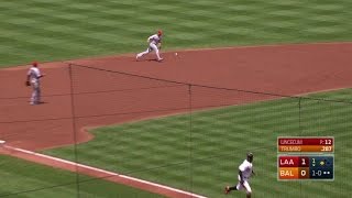 LAA@BAL: Simmons handles a deflection for the out