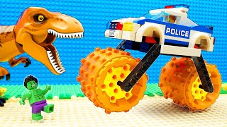 Bulldozer Crane Kinetic Sand Hulk vs Spider Man Dinosaur