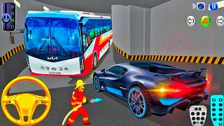 New Express Bus VS Bugatti Chiron Stuck in Parking Building - 3D Driving Class 2026 Android Gameplay screenshot 2